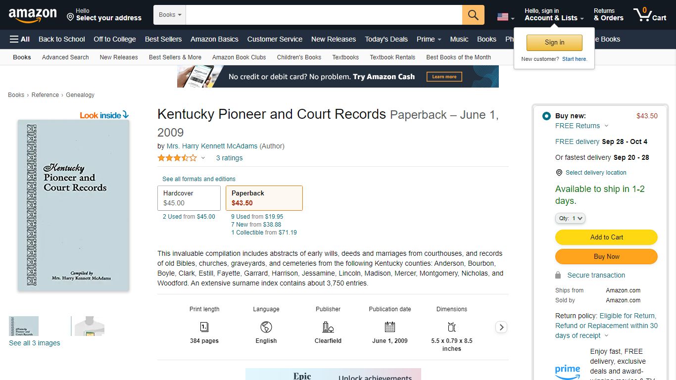 Kentucky Pioneer and Court Records Paperback – June 1, 2009