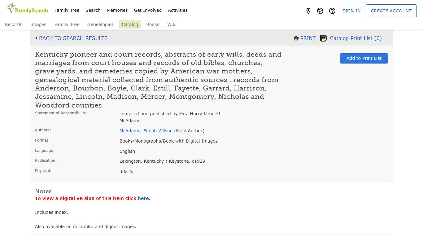 FamilySearch Catalog: Kentucky pioneer and court records, abstracts of ...